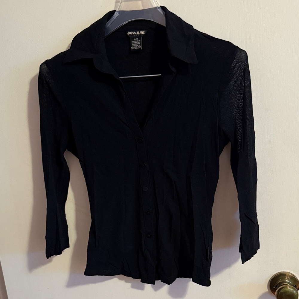 Guess Women's Black Button-Down Shirt